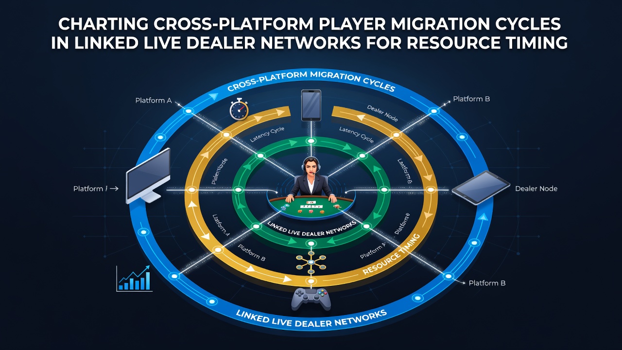 Darstellung von Spieler-Migrationsmustern über vernetzte Live-Dealer-Plattformen hinweg mit zeitlichen Zyklen und Ressourcenflüssen