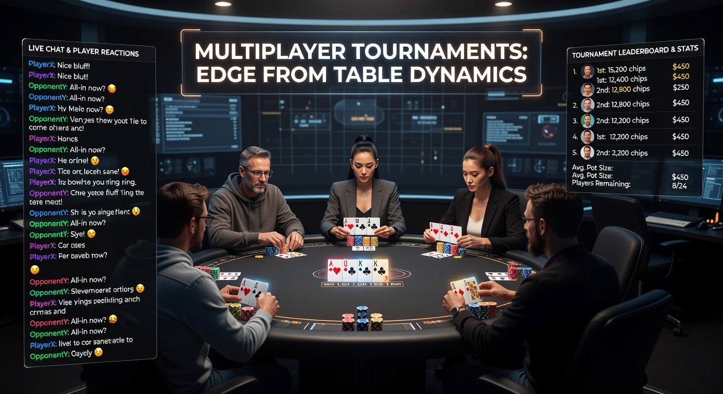 Grafik einer Turnierstruktur mit steigenden Blinds, Stackverteilung und Edge-Analyse in einem Online-Poker-Turnier