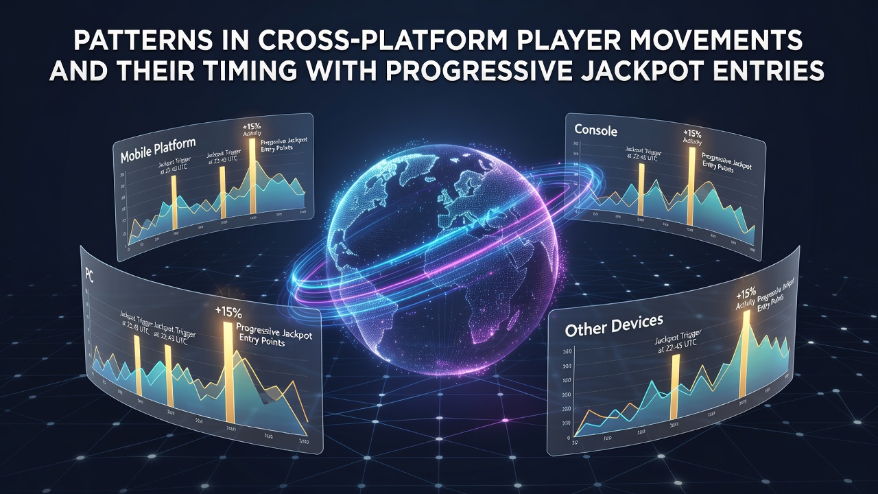 Darstellung von Spielerbewegungen zwischen verschiedenen Glücksspielplattformen und Timing mit Jackpot-Eintritten