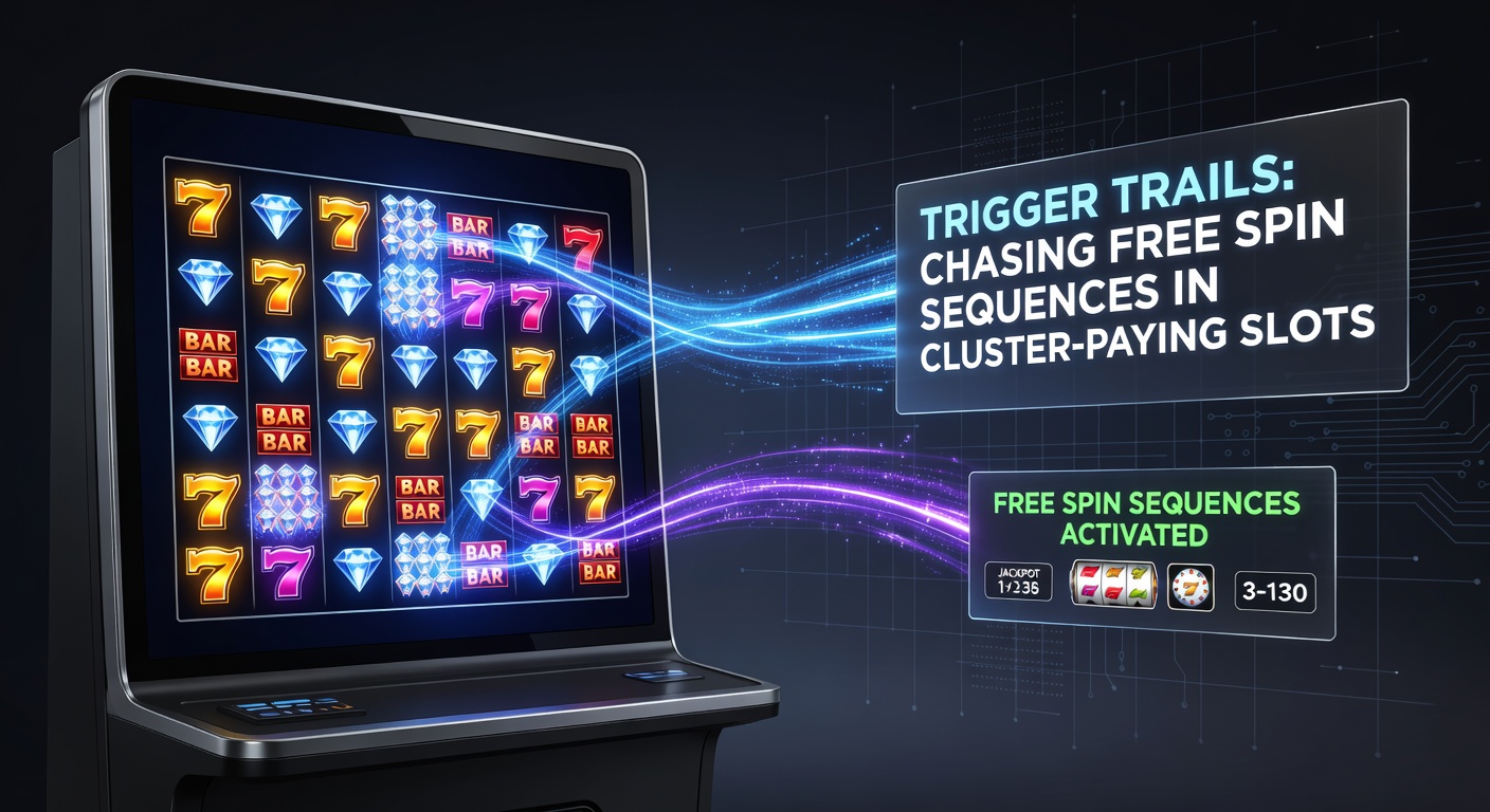 Detaillierte Trigger-Trail-Sequenz in einem Cluster-Slot mit explodierenden Symbolen und steigenden Multiplikatoren